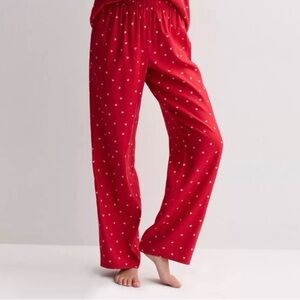 Red Pajama Pants with White Hearts